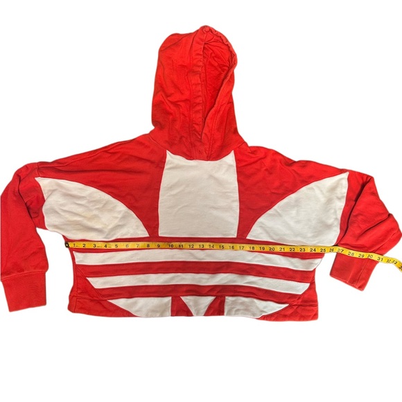 ADIDAS Women's Red and White Striped Hoodie - Picture 9 of 10